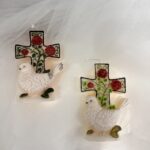 Hand-Painted Cross Candle with Bird – Religious Decorative Candle