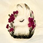 Hand-Painted Egg Candle with pretty Bunny & Flowers