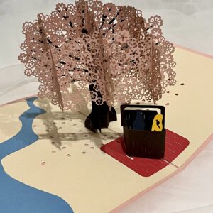 cherry blossom picnic greeting 3d card