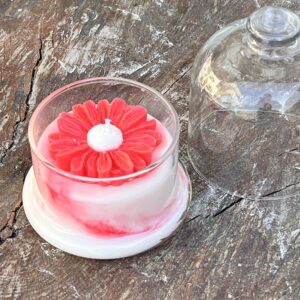 Glass Cloche Flower Candle
