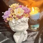 🌸 Mini Scented Flower Candle in a Lady gypsum vase