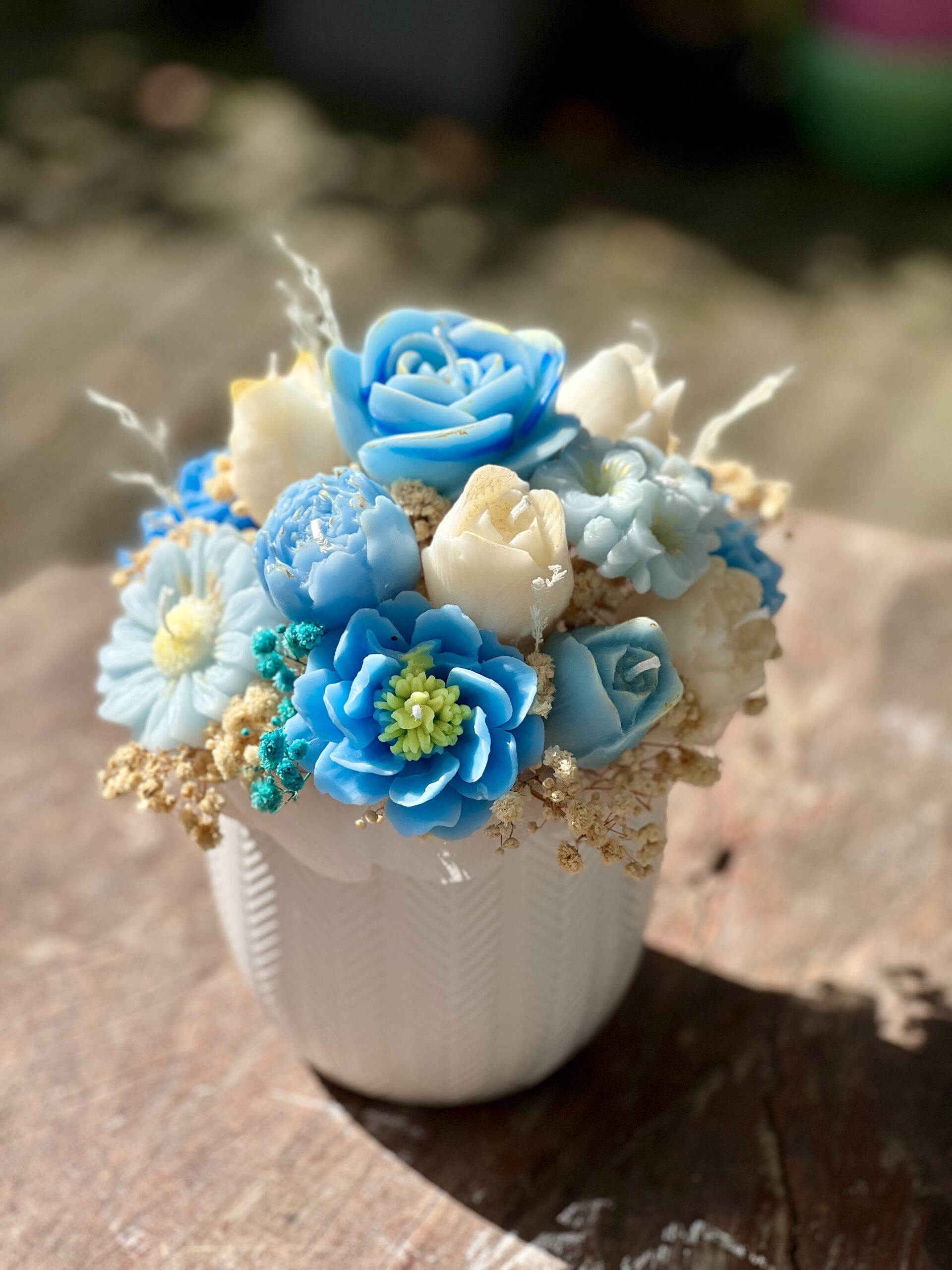 Medium Scented Candle Flower Bouquet Vase – Handmade Scented Floral Arrangement by La Sol Studio - Image 6