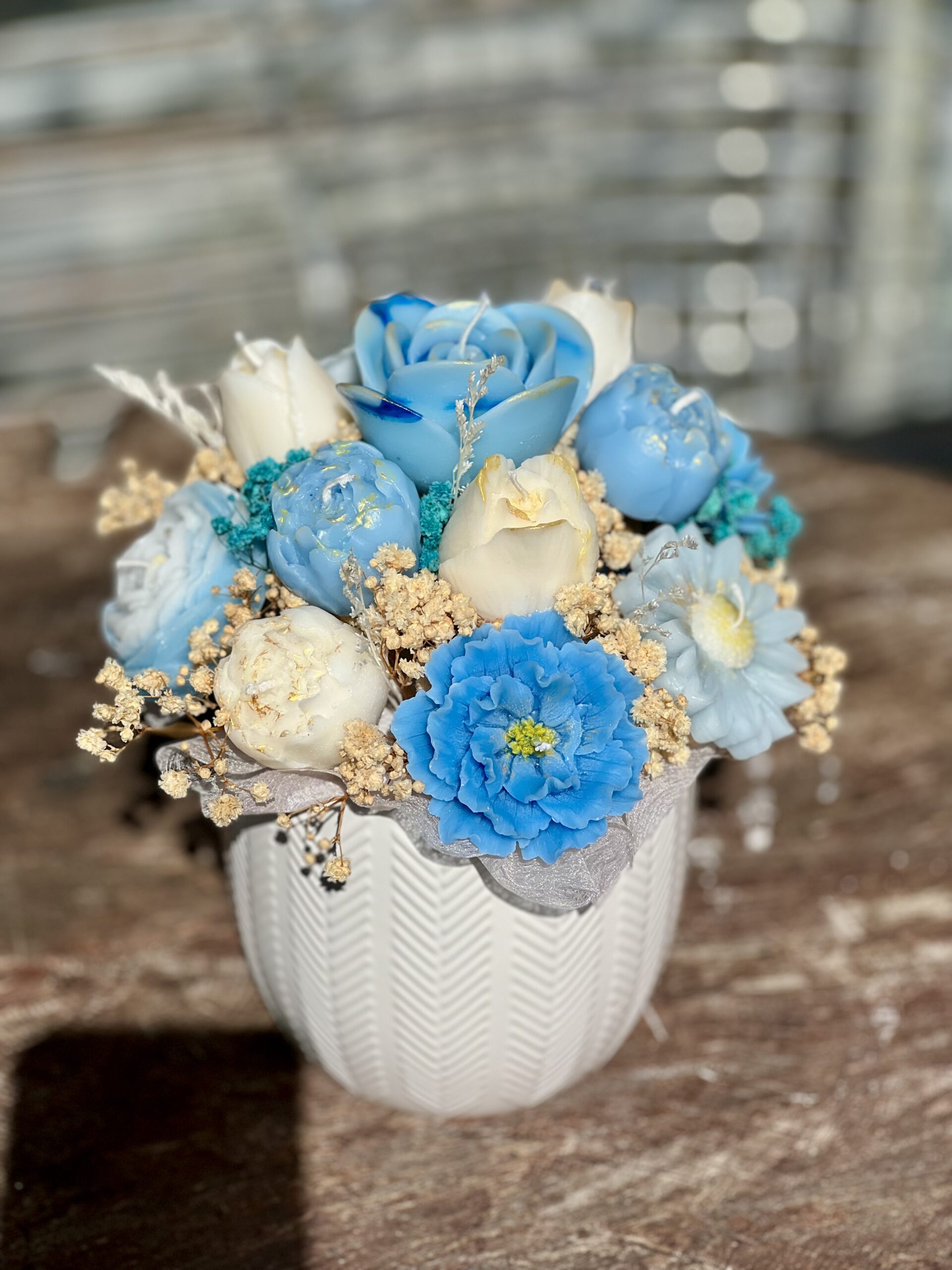 Medium Scented Candle Flower Bouquet Vase – Handmade Scented Floral Arrangement by La Sol Studio - Image 5