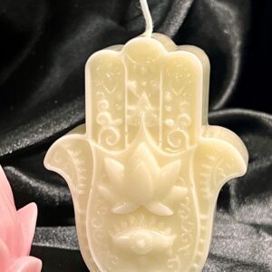 Hamsa hand evil eye protection scented candle for spiritual healing
