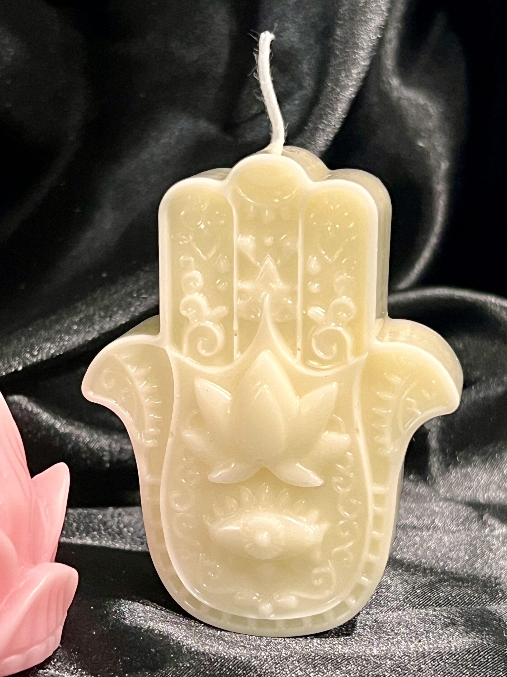 Hamsa hand evil eye protection scented candle for spiritual healing
