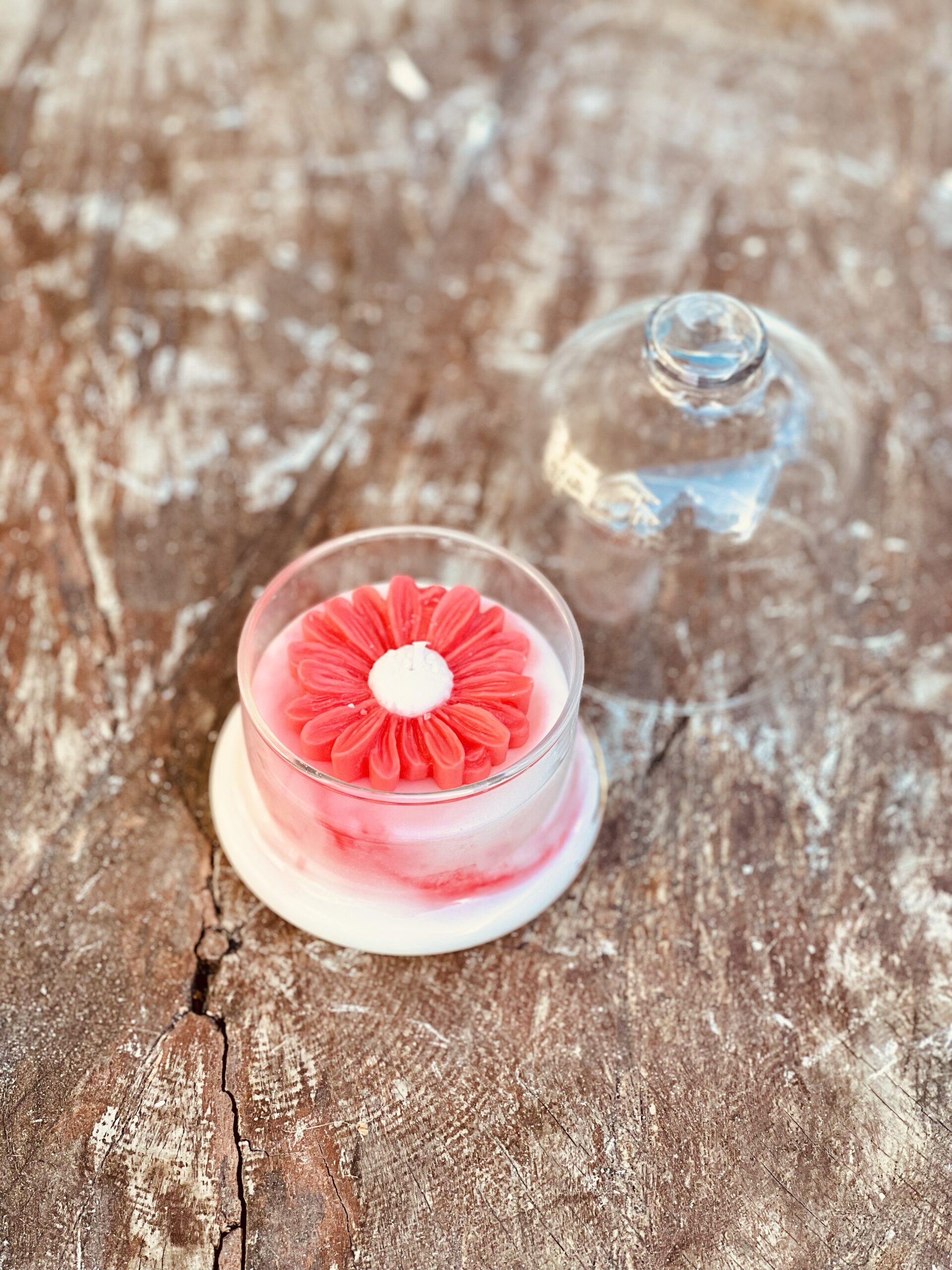 Glass Cloche Flower Candle - Image 2