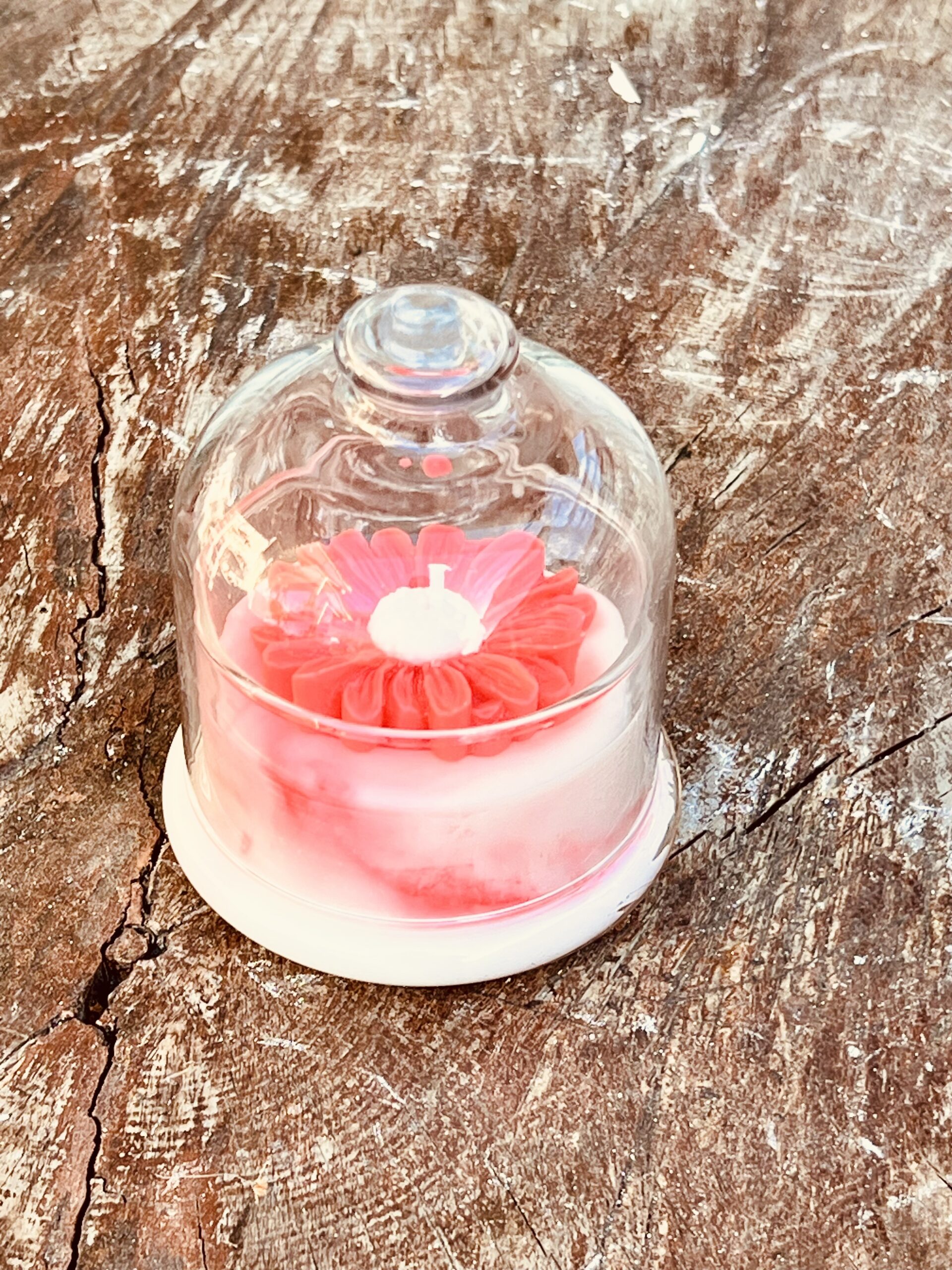 Glass Cloche Flower Candle